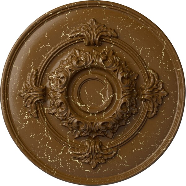 Ekena Millwork Monique Ceiling Medallion (Fits Canopies up to 3 3/4"), 13 3/4"OD x 1"P, Smokey Topaz Crackle CM13MOSTC - main